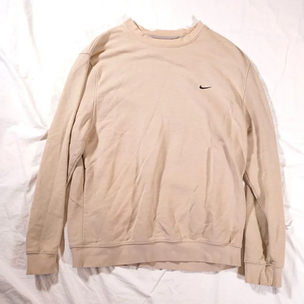 Nike Crewneck Sweatshirt Tan Mini Swoosh Earth Tone Vintage Y2K Medium